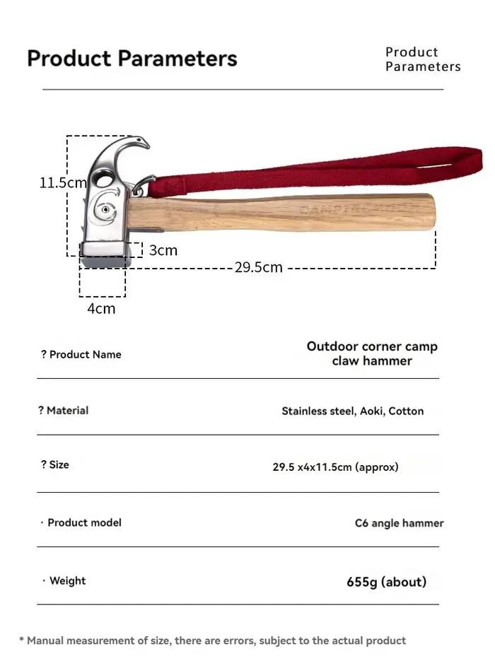 CAMPINGMOON C6 Camping marteau extérieur acier inoxydable Angle Viper Camping marteau marteau sol cl