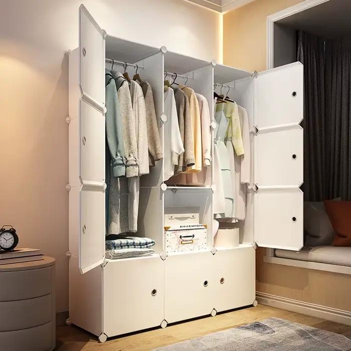 Armoire à vêtements pliable en plastique anti-poussière, meubles de chambre à coucher, meubles de ma