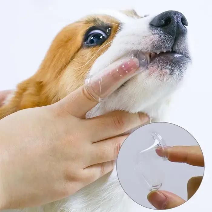 Brosse à dents super douce pour animaux de compagnie finger toothbrush pour chiens chat brosse dentaire gel de silice nettoyage des dents des animaux occasions spéciales