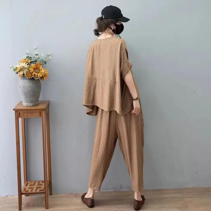 Mode rétro ample T-shirt ensembles femmes été 2025 nouveaux costumes irréguliers décontractés chauve