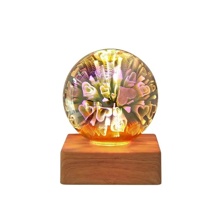 LED 3D feu d'artifice veilleuse atmosphère colorée lampe de Table suspension boule de verre pour la décoration