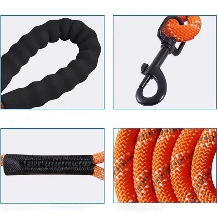 Laisse réfléchissante pour animaux de compagnie en nylon et mousse pour petites, moyennes et grandes races de chiens, idéale pour les promenades nocturnes et l'entraînement de rappel