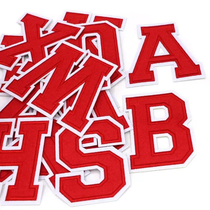1Pc grandes lettres rouges Patch 114MM Alphabet anglais fer