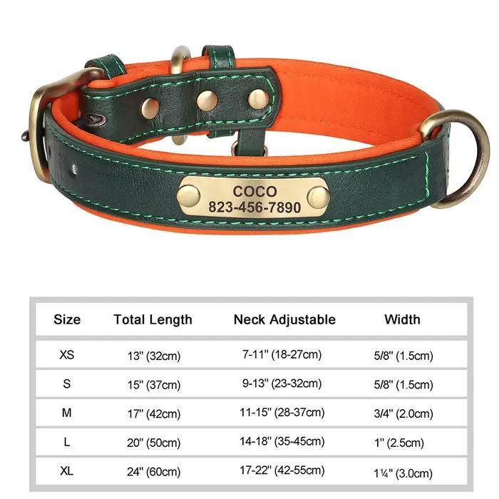 Collier de chien personnalisé en cuir PU gravé
