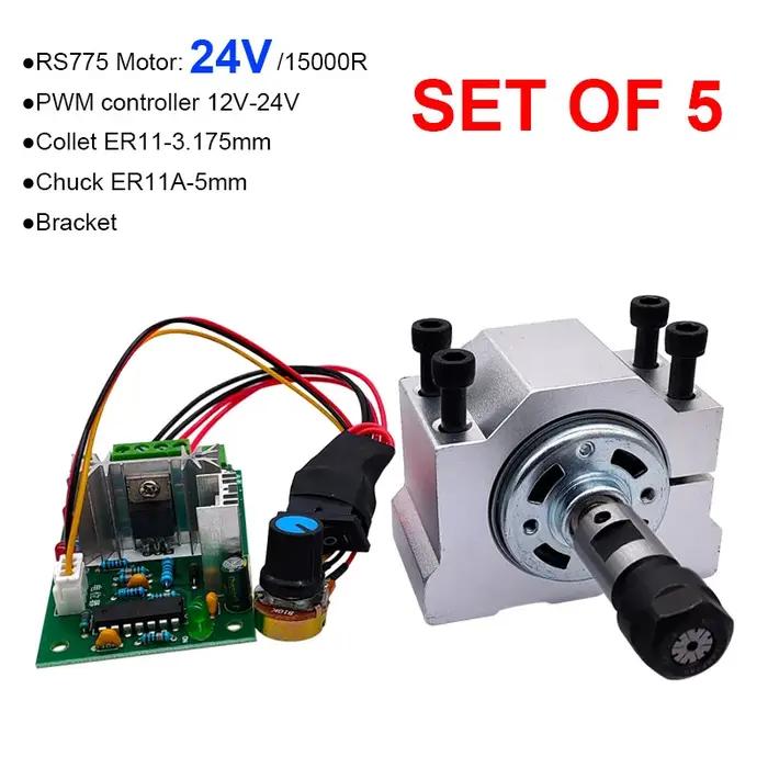 1 combinaison moteur à courant continu 775 12V/24V 15000R PWM contrôleur cc ER11 mandrin 5mm/mandrin à ressort 3.175mm