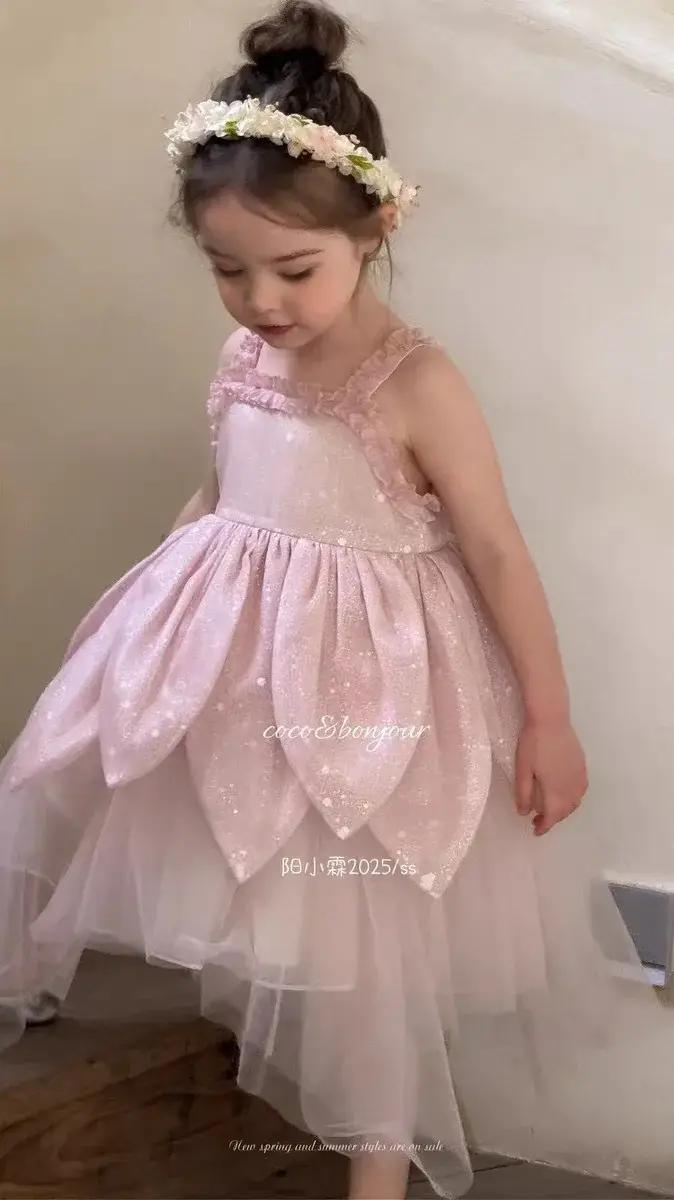 Jupe débardeur d'été sans manches pour filles avec bretelles et appliques en coton pour occasions spéciales et activités extérieures