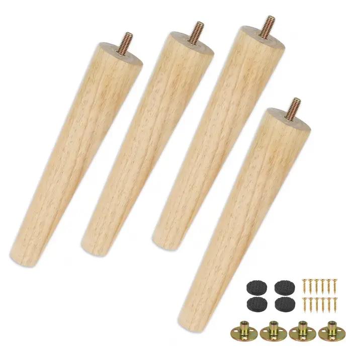 Kit de pieds de meubles en bois massif, hauteur 8/15/20cm, cône incliné, canapé-lit, armoire, Table