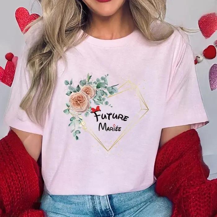 T-shirts de fête pour les future mariées : T-shirt à manches courtes avec couronne de fleurs