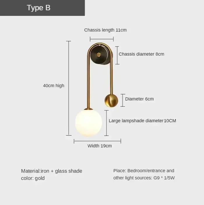 Applique murale boule de verre LED avec abat-jour personnalisable pour salon chambre couloir éclairage intérieur moderne