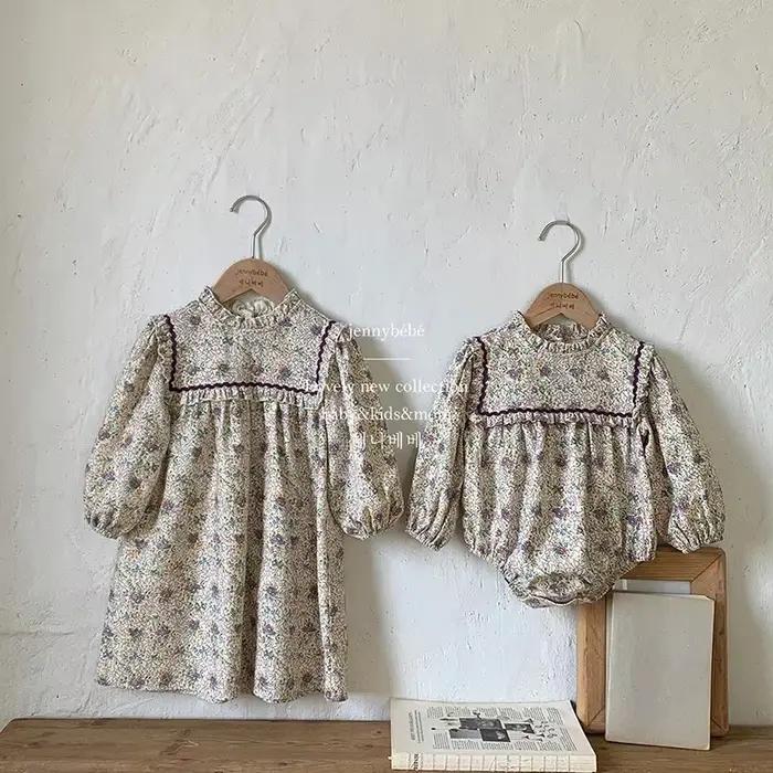 Combinaisons pour bébé fille, vêtements de printemps, Vintage, élégant, à volants floraux, manches l