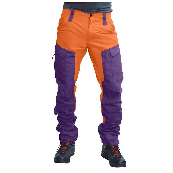 Pantalon cargo homme patchwork deux tons pour chasse jogging travail multi-activités outdoor décontracté polyester dobby plissé robuste confortable longueur cheville