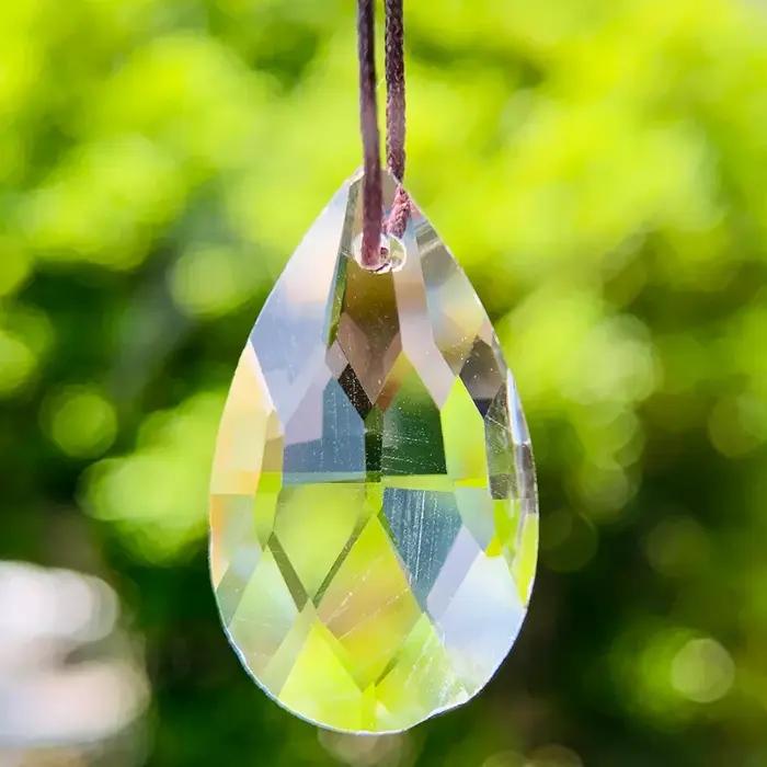 Pendentif en forme de larme d'ange en cristal, 10 pièces, Laser, prisme, lustre, breloque aurore, at