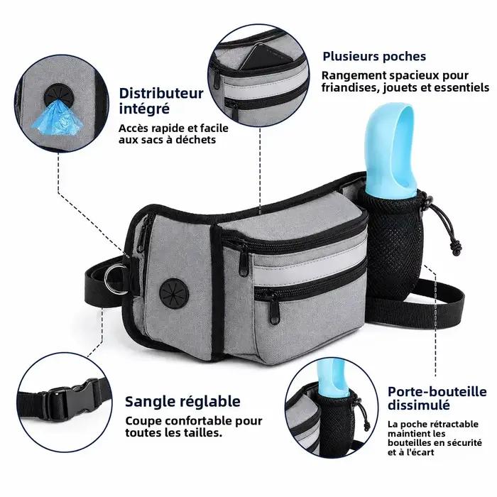 Poudres pour chien pour entraînement en plein air sac d'alimentation grand capacité récompense ajustable sac banane multi-usages balade chiens occasions spéciales