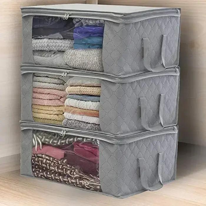 Boîte De Rangement De Vêtements En Tissu Non Tissé Pliable Pour Dressing Et Organisation Moderne
