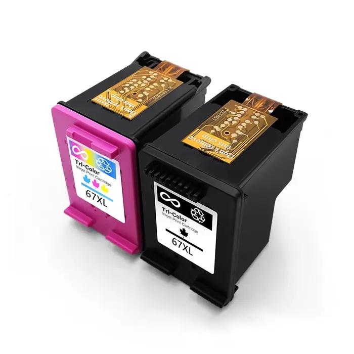 Cartouches d'encre rechargeables pour HP 67 67XL Deskjet 2723 1225 2755 4152 4155 4158 4200 Envy 6030 6052 6055 6058 6400