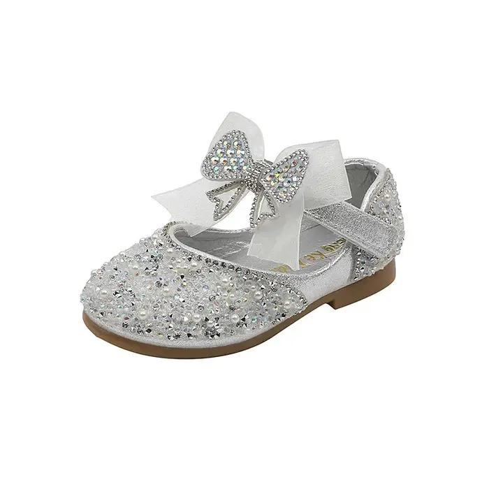 Chaussures de princesse à paillettes et strass pour filles, chaussures de danse de fête pour enfants