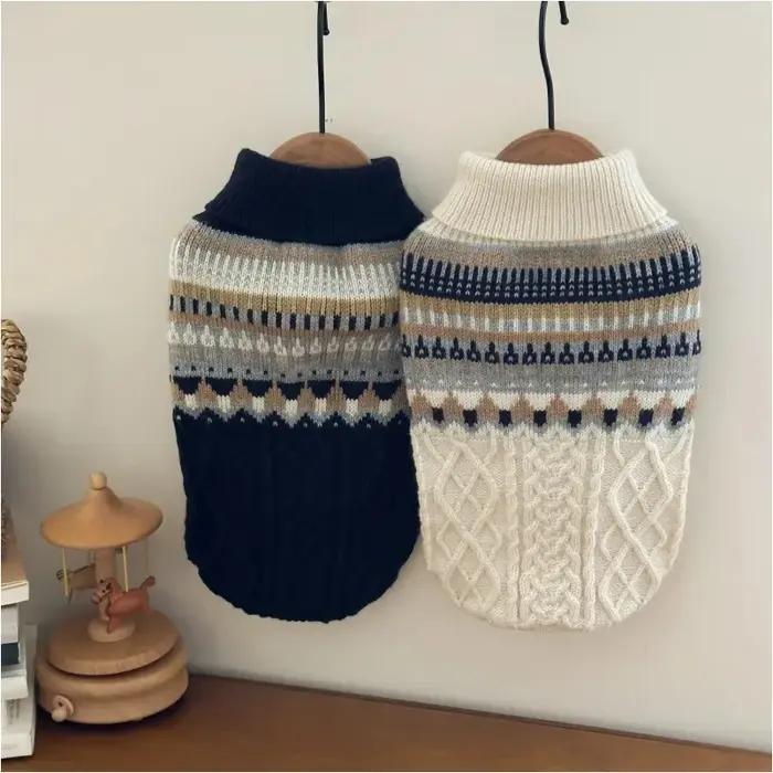 Nouveau chien noir Beige Vintage pull pour petit