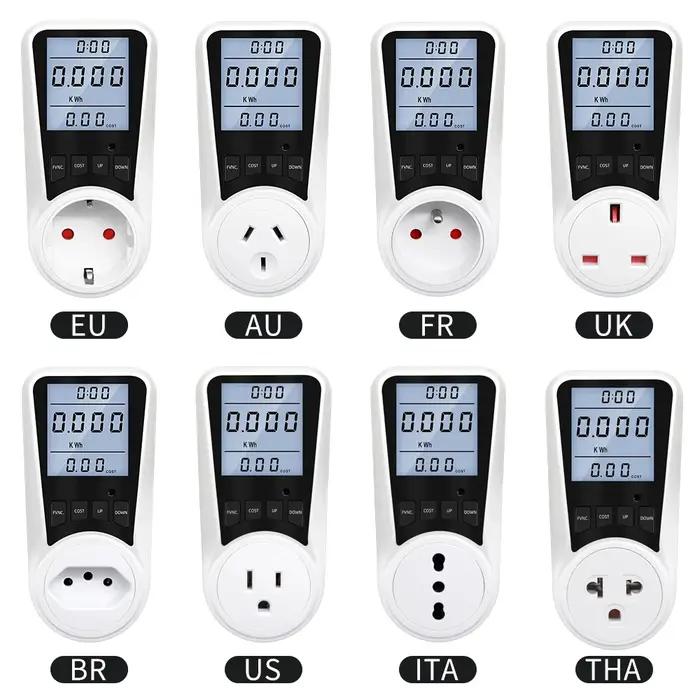 Wattmètre numérique 220V AC EU, compteur de puissance LCD, compteur de consommation électrique, pris