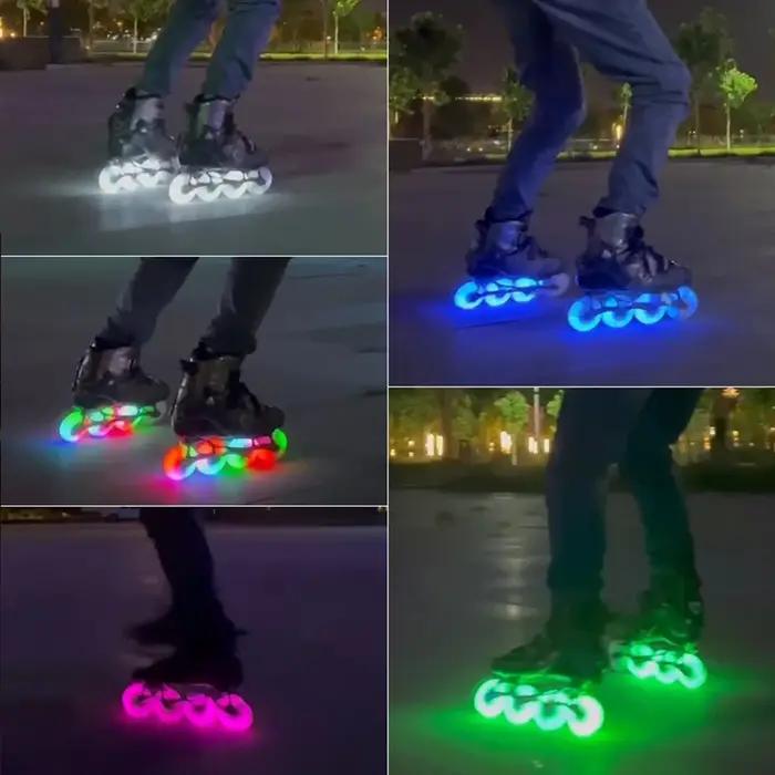 Patins à roulettes en ligne avec LED Flash Wheel, patins de vitesse pour Barrage de roche, pneus en