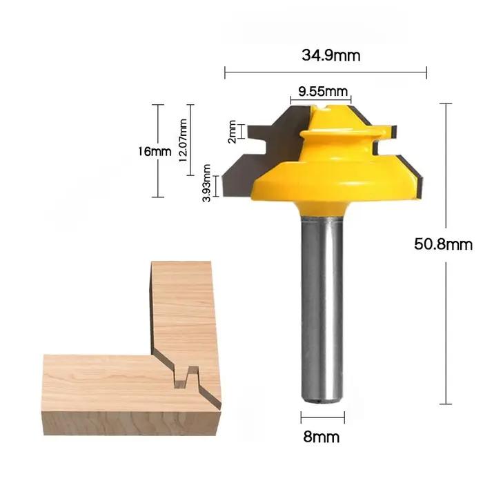 Outils de menuiserie, fraise à panneaux, fraise à mortaise et tenon haut de gamme à 45 degrés, frais
