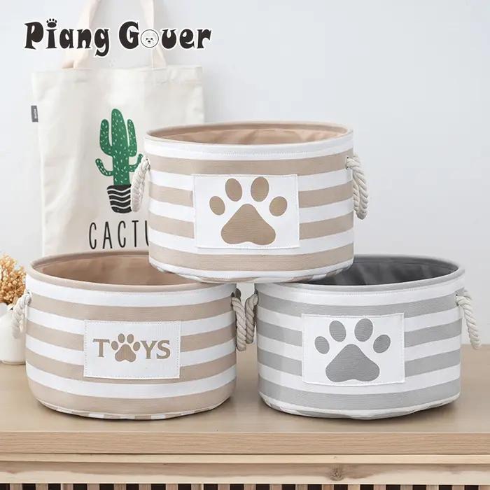 Panier rond à griffes rayées pour jouets pour animaux de compagnie