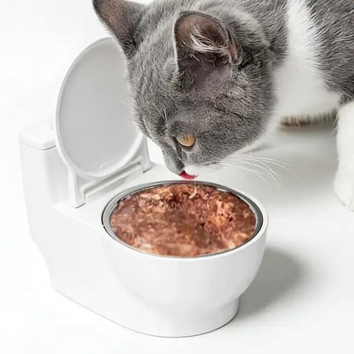 Gamelle pour animaux de compagnie au design amusant en forme de toilettes