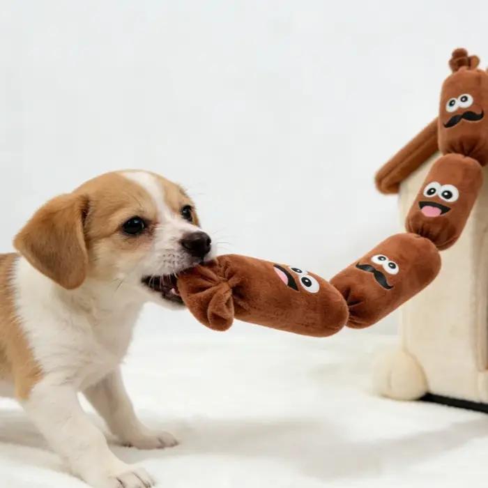Jouet à mâcher en peluche en forme de saucisse pour chiens : avec son BB qui couine à la pression