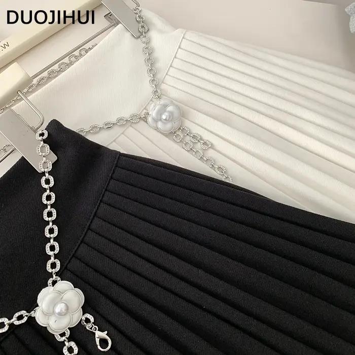 DUOJIHUI-Mini Jupe Trapèze Abricot pour Femme, Élégante, Décontractée, Chic, Simple, Mode Hiver, 3 C