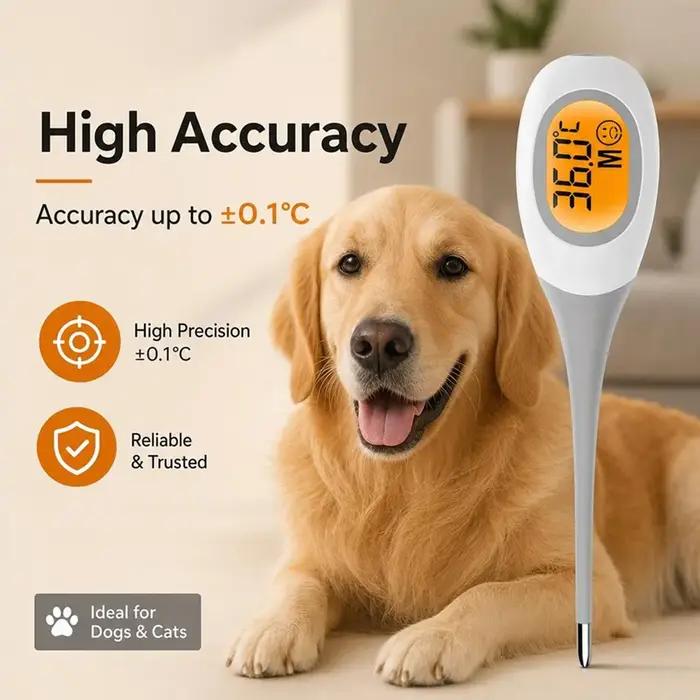 Thermomètre numérique pour animaux de compagnie JUSTLANG, lecture rapide en 8 secondes, sonde souple, sonde étanche, thermomètre pour chiens, chats, vétérinaire