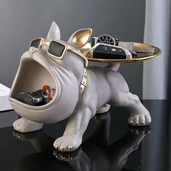30cm décor à la maison bouledogue Figurine chien Statue boîte de rangement Animal ornement résine artisanat Art