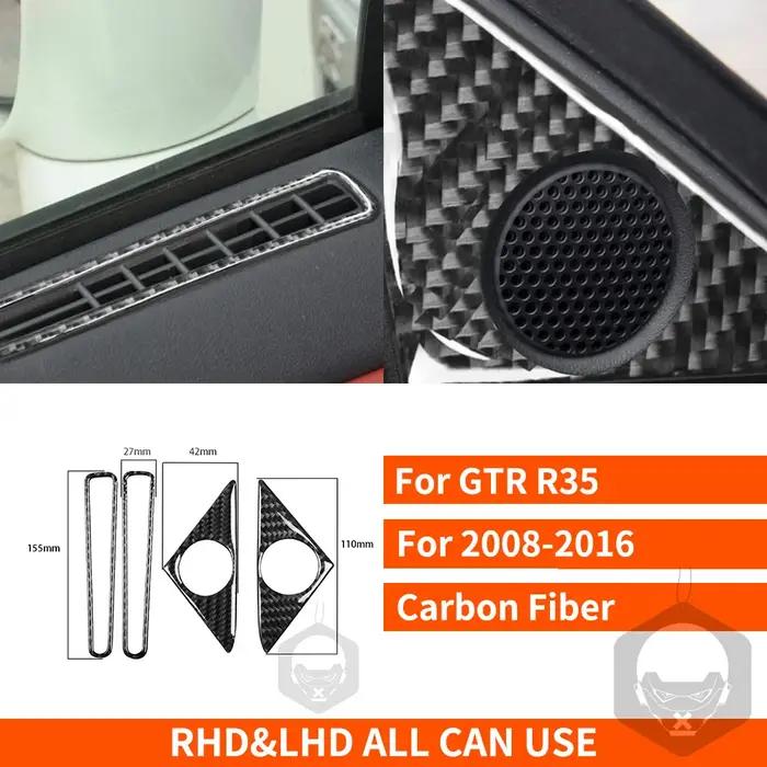 Ensemble complet d'autocollants en fibre de carbone pour Nissan GTR R35 intérieur personnalisation autocollants auto style occasionnels cadeaux
