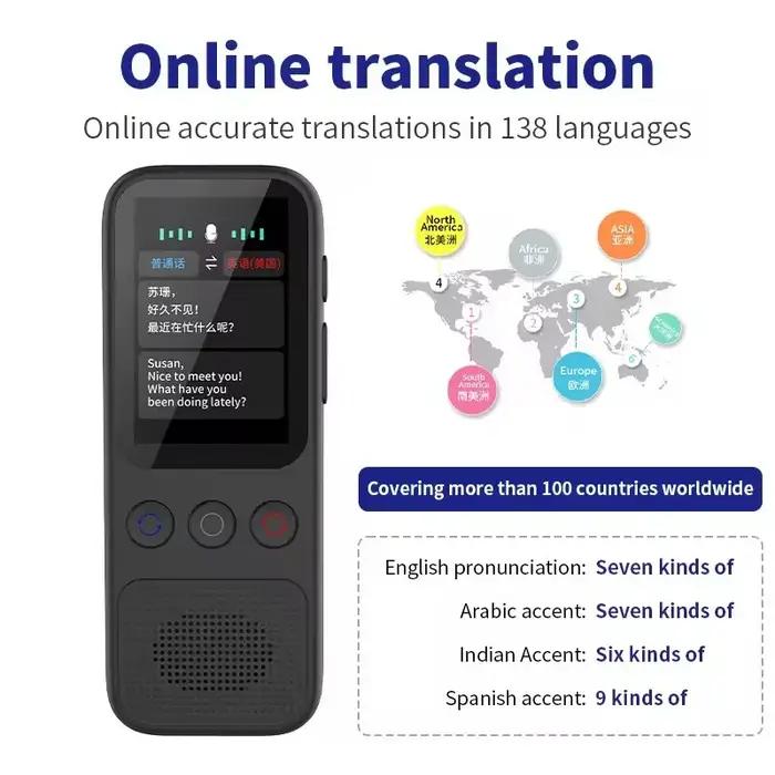 Traducteur audio S80 portable 138 langues - Traduction vocale photo temps réel hors ligne
