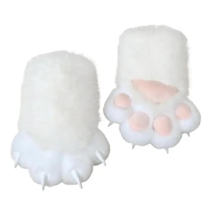 1 paire de gants en peluche anti-griffures pour chat, mignons gants en forme de patte de chat, chaud