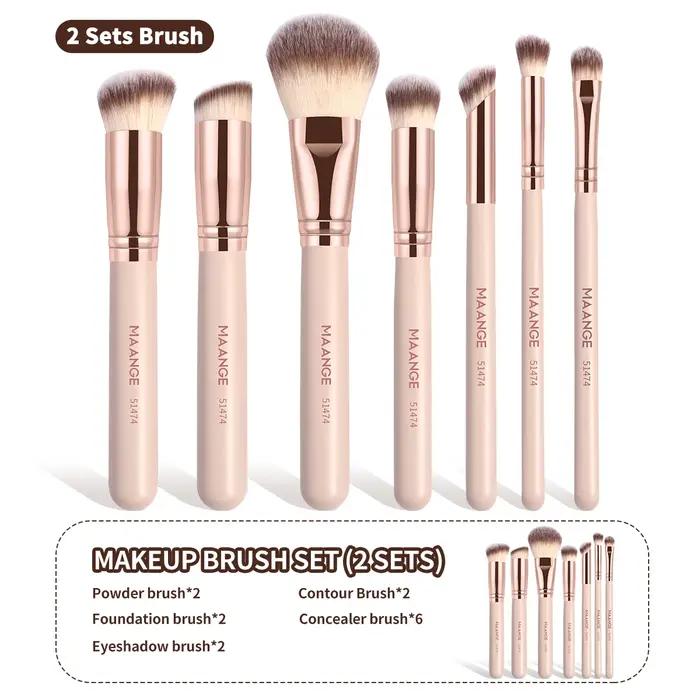MAANGE 7 pièces/ensemble pinceaux de maquillage pour fond de teint cosmétique poudre correcteur Blush brosse mélange poils doux outils de beauté