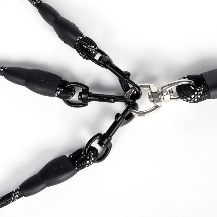 Laisse multi-chien en nylon réfléchissant avec 3 clips détachables-Tangle-Free plomb réglable pour animaux de compagnie pour la marche 2-3 chiens
