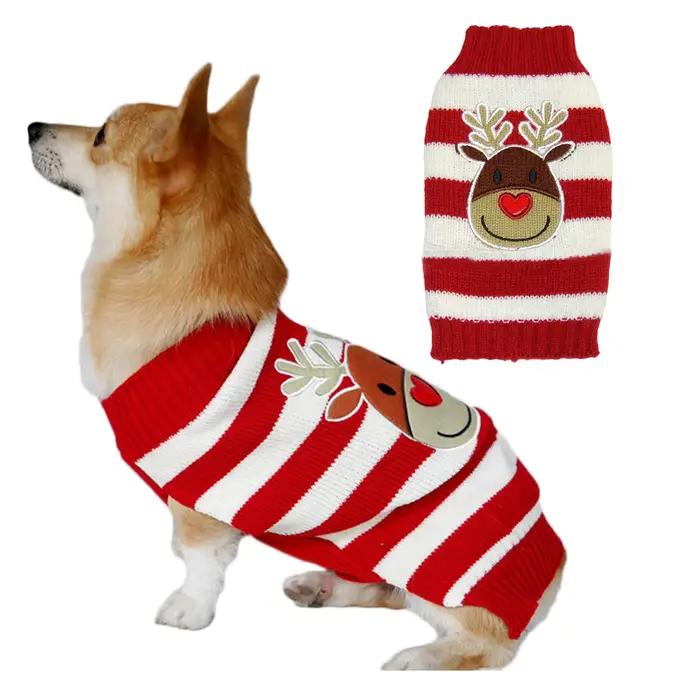 Pull de Noël pour petits chiens – Vêtements tricotés pour animaux de compagnie du Père Noël pour chi