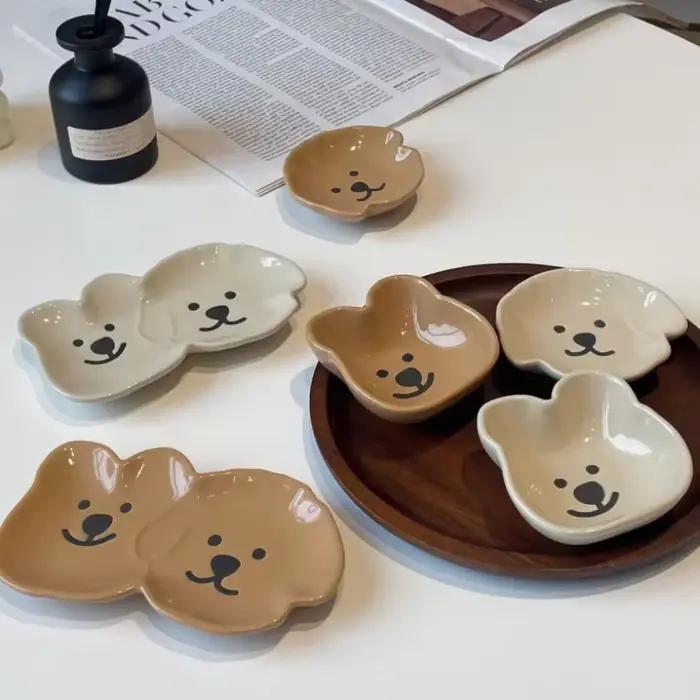 Assiette d'assaisonnement CZSAE en céramique dessin animé pour plats épicés et desserts créatifs occassions spéciales