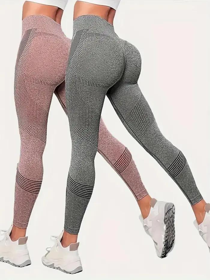 2 pièces Hip Lift Yoga Leggings Exercice taille haute ventre Tuck respirant Hp