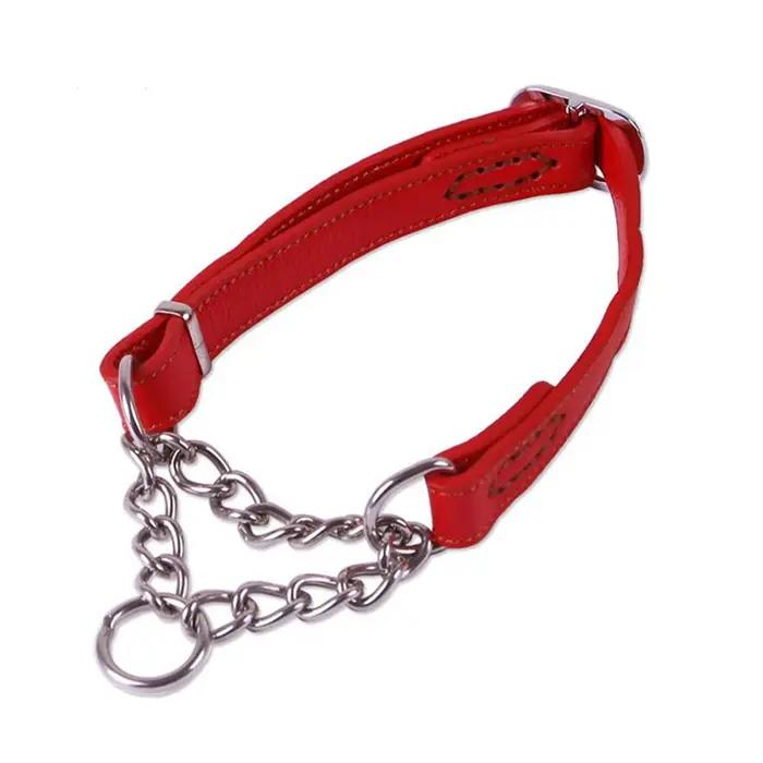 Collier en cuir véritable pour chien de compagnie