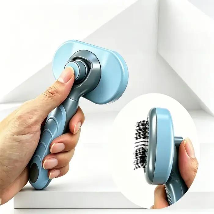 Brosse autonettoyante en un clic pour animaux de compagnie