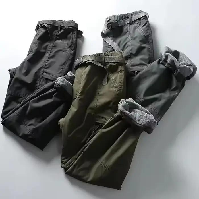 Pantalon cargo épais imperméable hiver chasse outdoor multi-poches loose femmes hommes