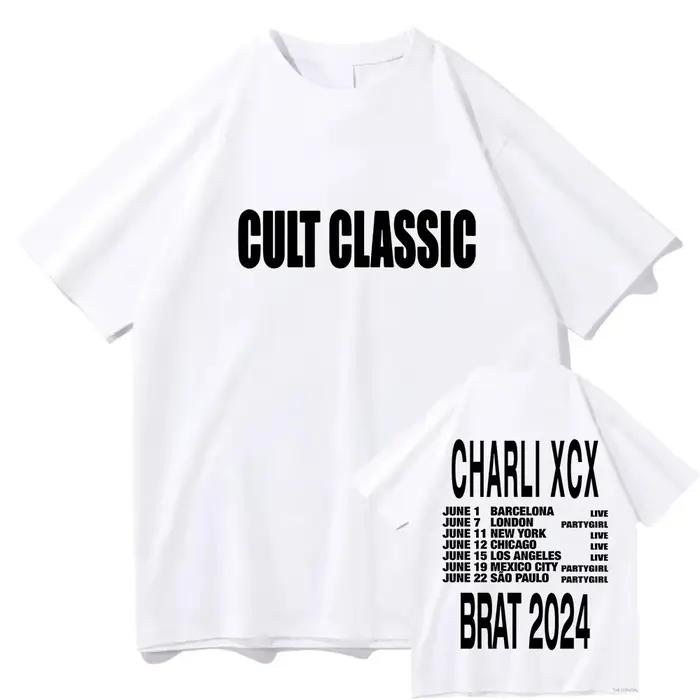 T-shirt Cult Classic Charli XCX Brat Tour 2026, T-shirt esthétique rétro pour hommes, T-shirt rétro neutre de haute qualité