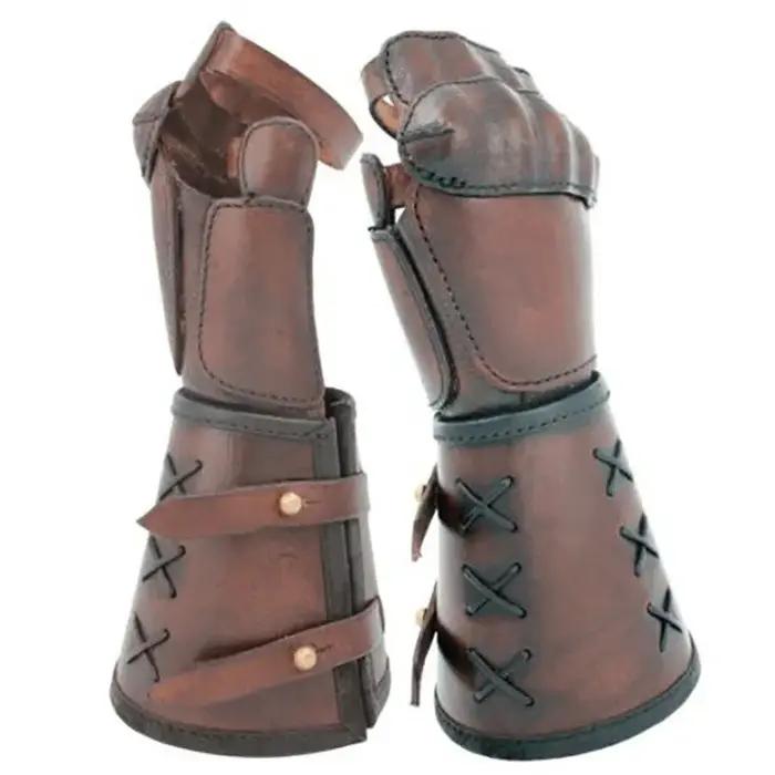 Gantelets en simili-cuir médiévaux pour hommes et femmes pour costumes steampunk et rassemblements historiques