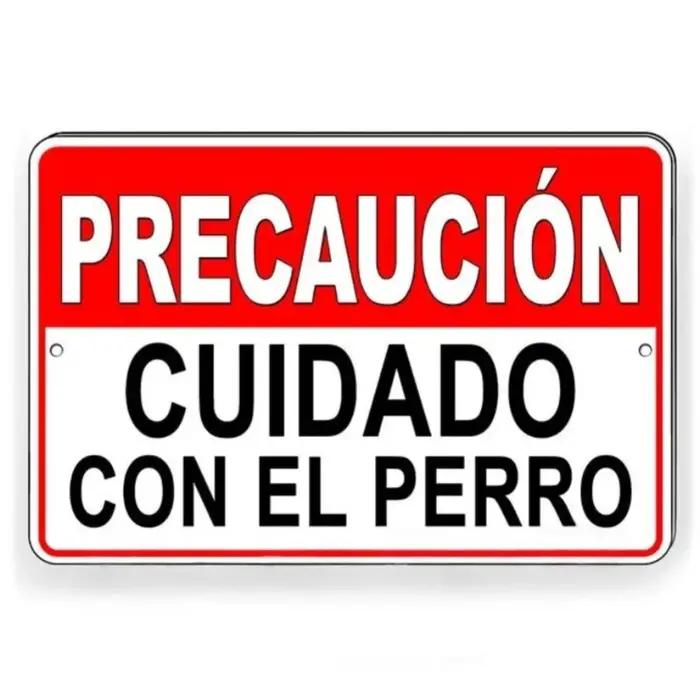 Panneau espagnol 'Beware of Dog' – Precaución Cuidado Con El Perro Bite | Décor d'avertissement ru