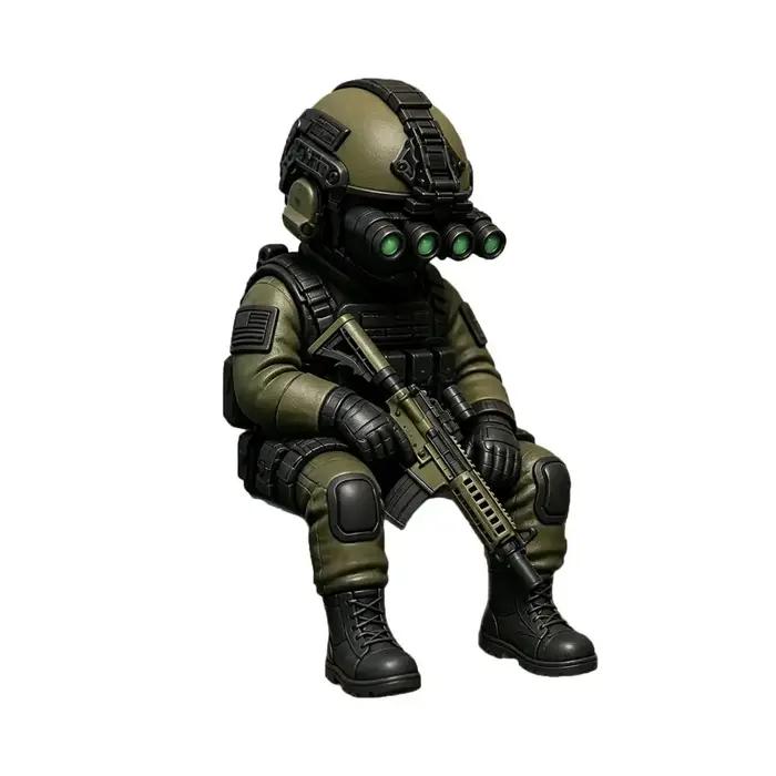 Figurine tactique miniature de soldat sniper assis