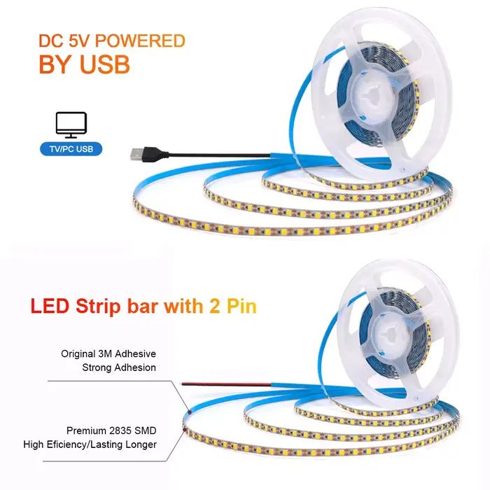 Bande lumineuse LED USB blanche chaude, éclairage de fond TV, lampe de décoration intérieure, bande,