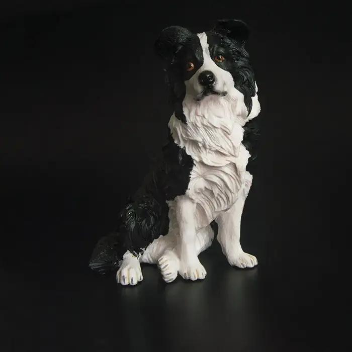 Figurine Sculpture Réaliste Chien Border Collie Modèle en Plastique Simulation Animale Jouet Éducatif pour Enfants Décoration de Bureau et Maison Anniversaire