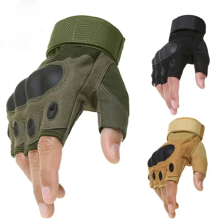 Gants tactiques demi-doigts à jointures renforcées pour chasse, tir et paintball - Homme
