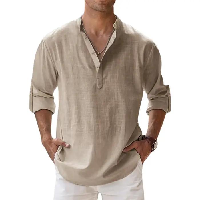 Nouvelles chemises en coton et lin pour hommes