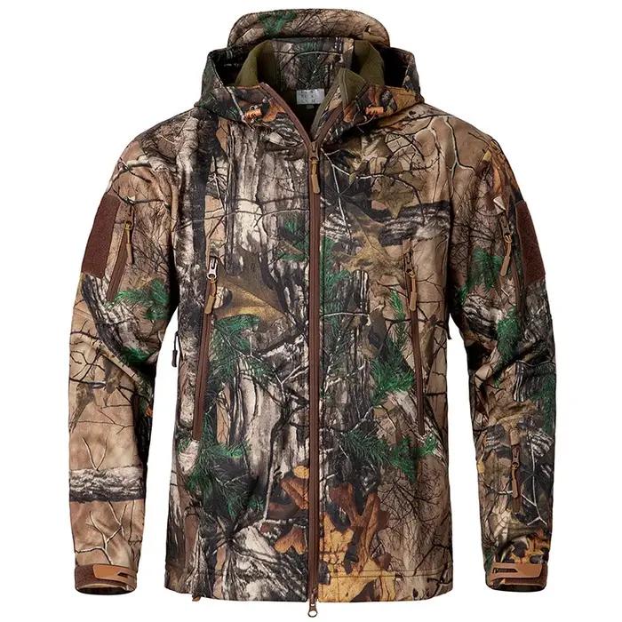 Veste tactique de Camouflage pour hommes, silencieuse, imperméable, chaude, polaire, chasse, Softshe